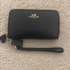 Black Leather Coach Wristlet